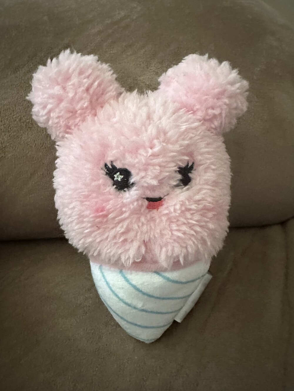 Plush Pink Bunny Ice Cream Soft Toy - Cute Cuddly Comfort
